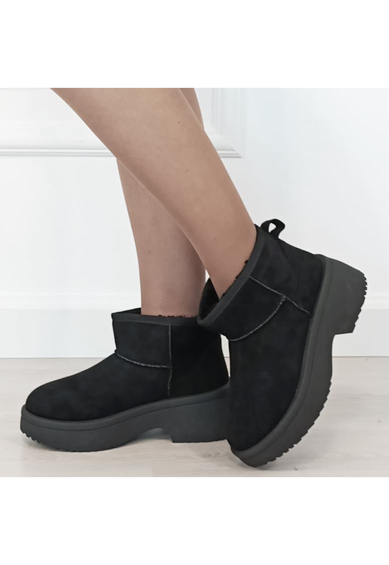 Ghete negre imblanite cu talpa groasa LT33-49 113 18509