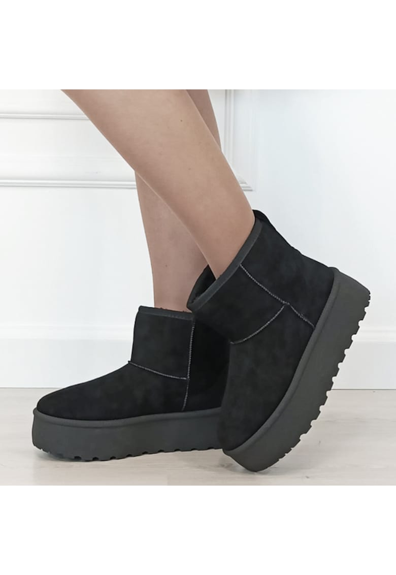 Ghete negre imblanite cu talpa groasa LT33-45 111 18515
