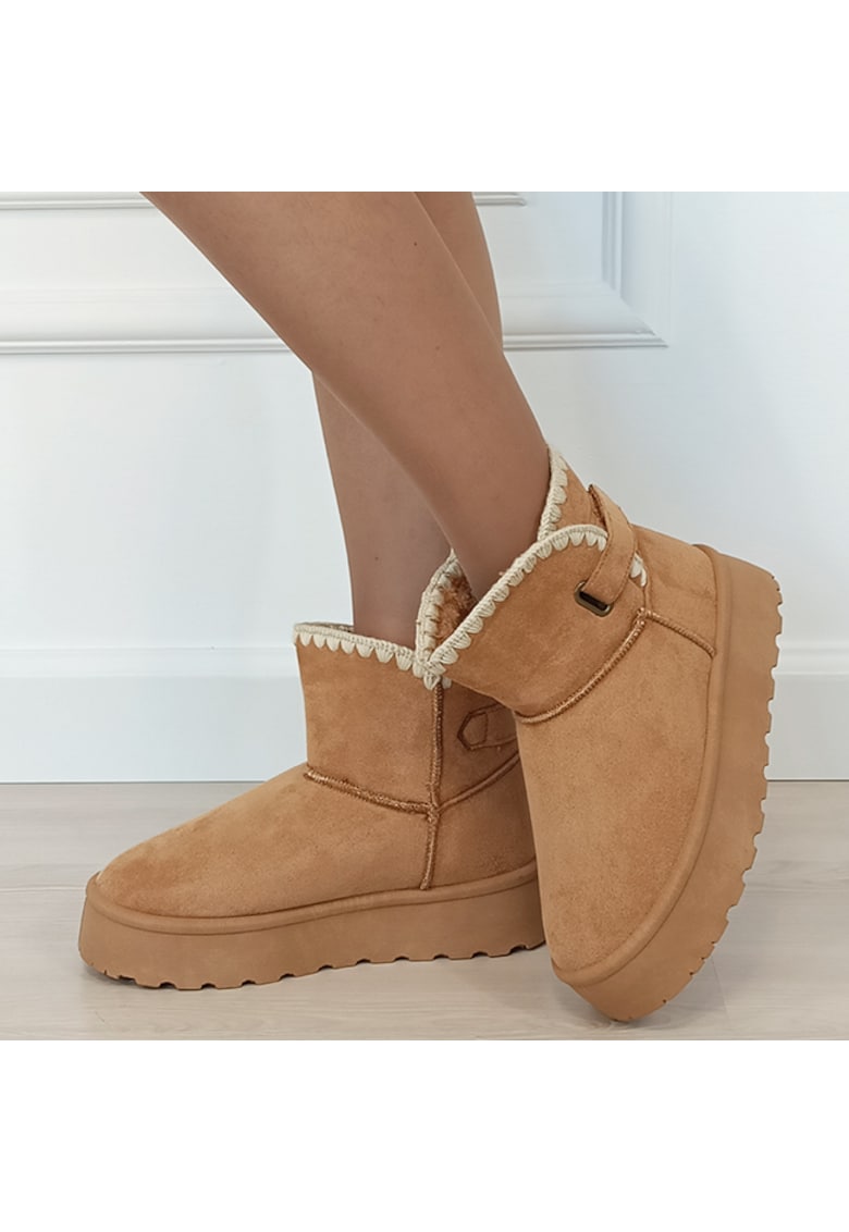 Cizme scurte camel imblanite DAY9058 116 18467