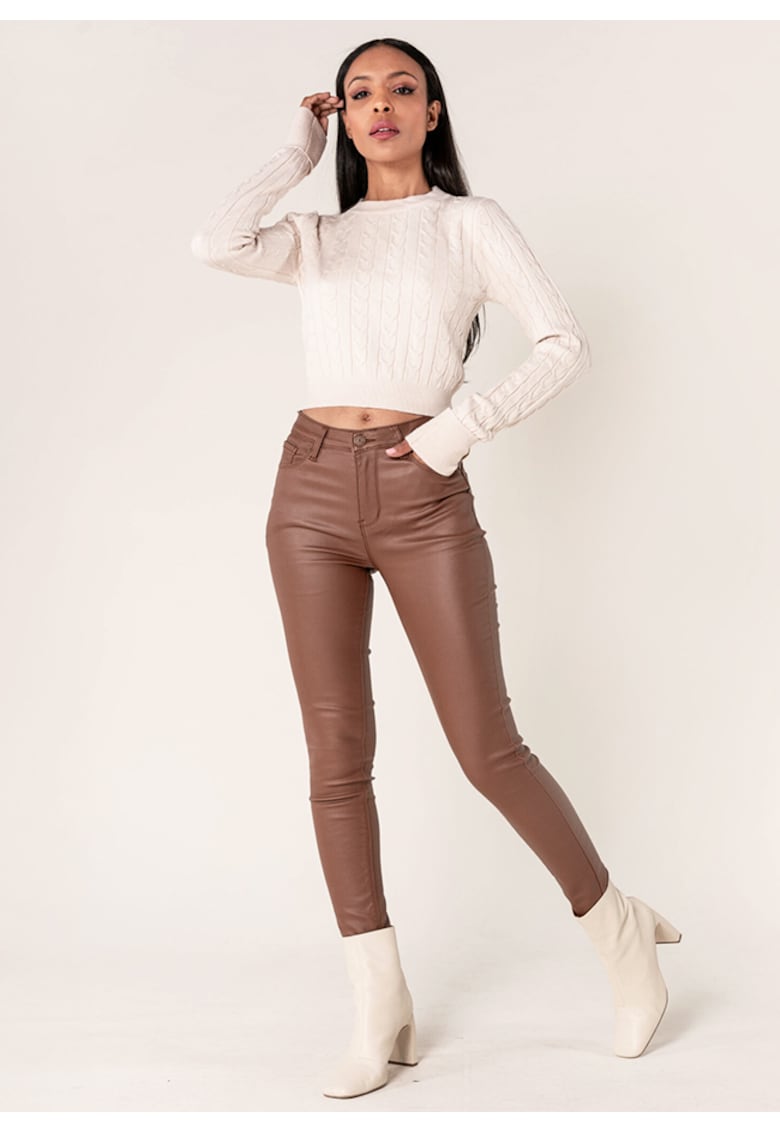 Pantaloni skinny cerati – Maro mat 1148 - Maro