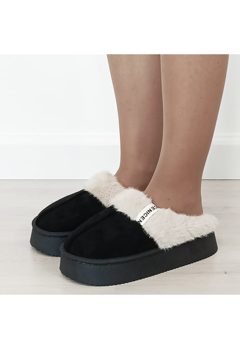 Papuci de casa dama imblaniti Negru 9719 112 18455