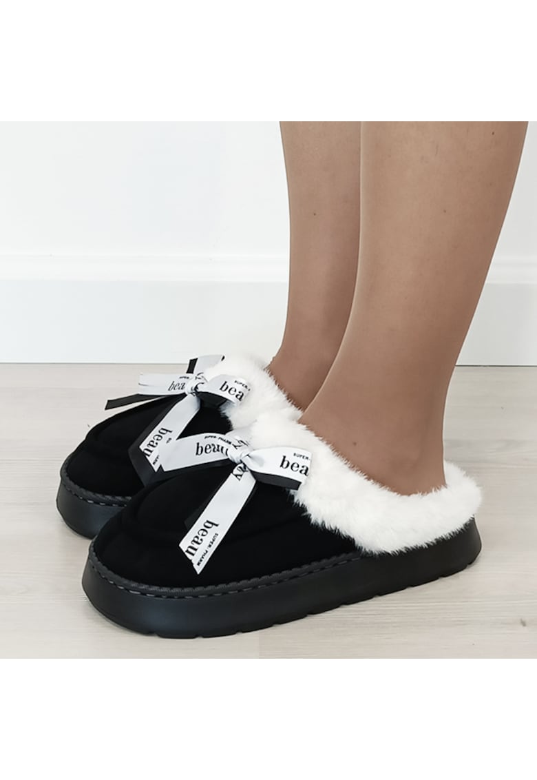 Papuci de casa dama imblaniti Negru 9725 112 18446