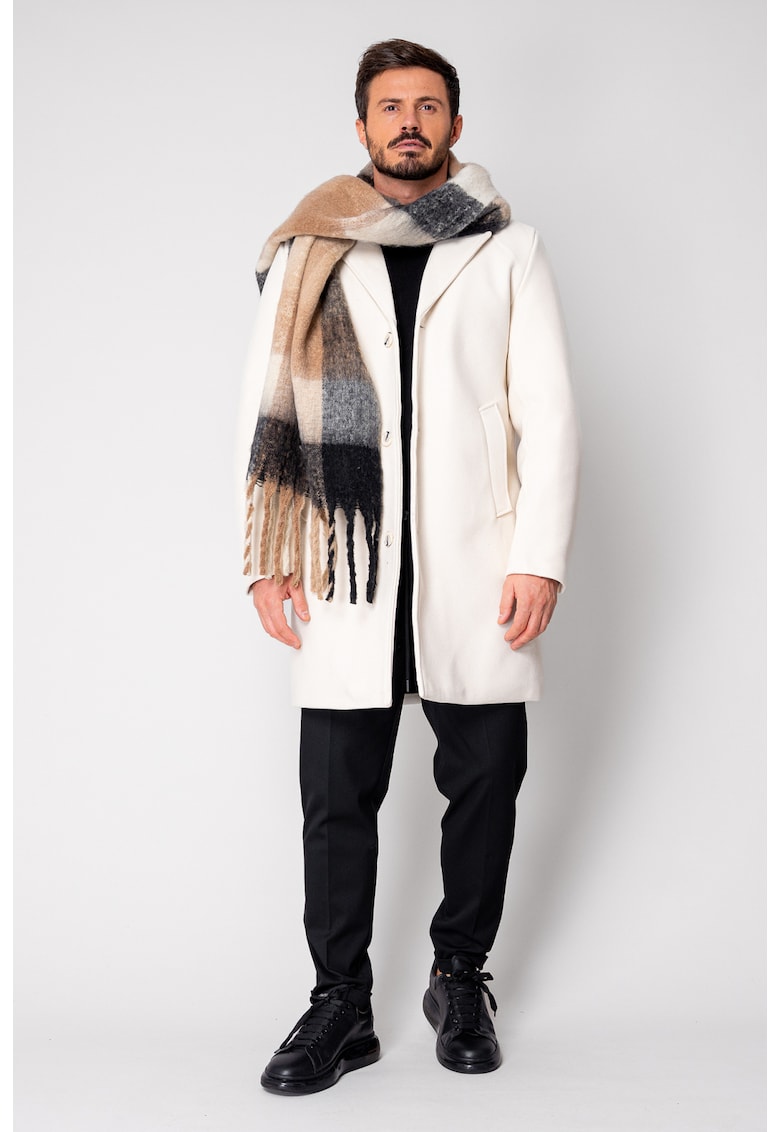 Palton lung cu nasturi Off White 18837