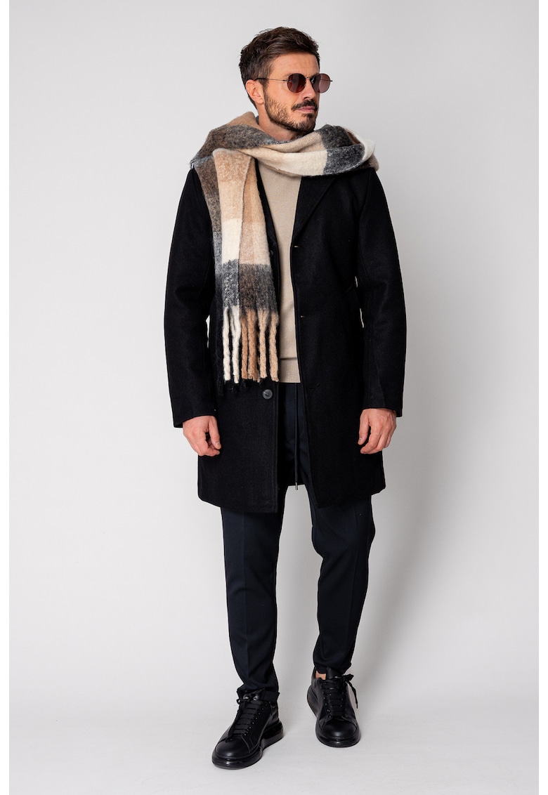 Palton lung cu nasturi Black 18847