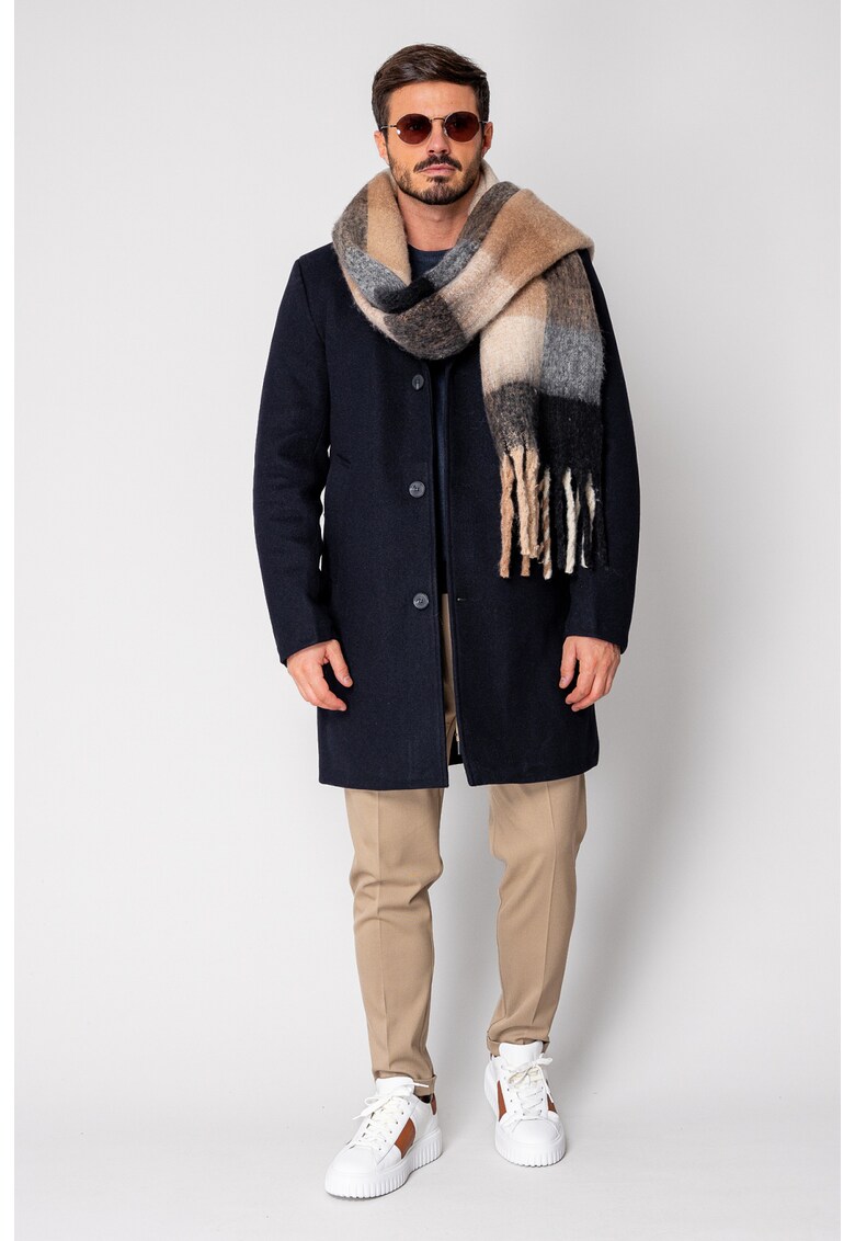 Palton lung cu nasturi Navy 18852