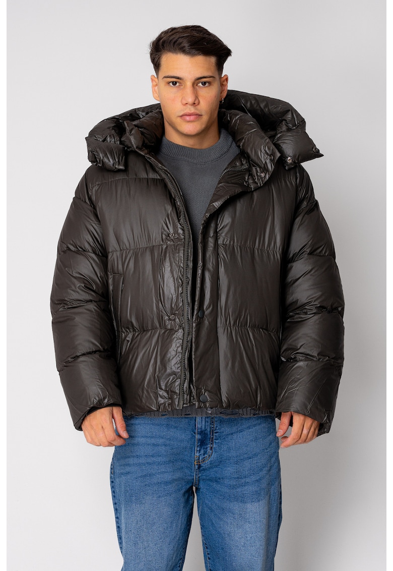 Geaca cu fermoar si capse Olive 19003