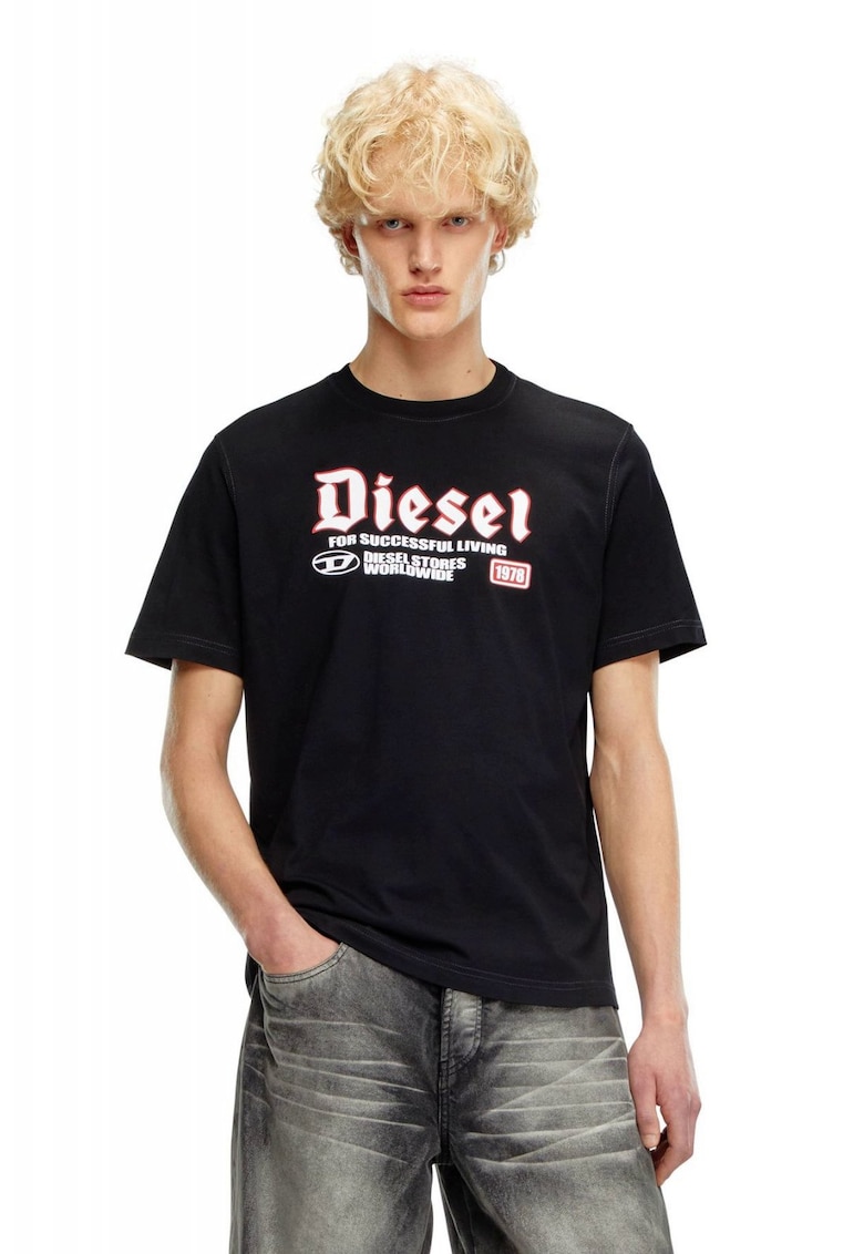 Tricou cu imprimeu logo - Negru