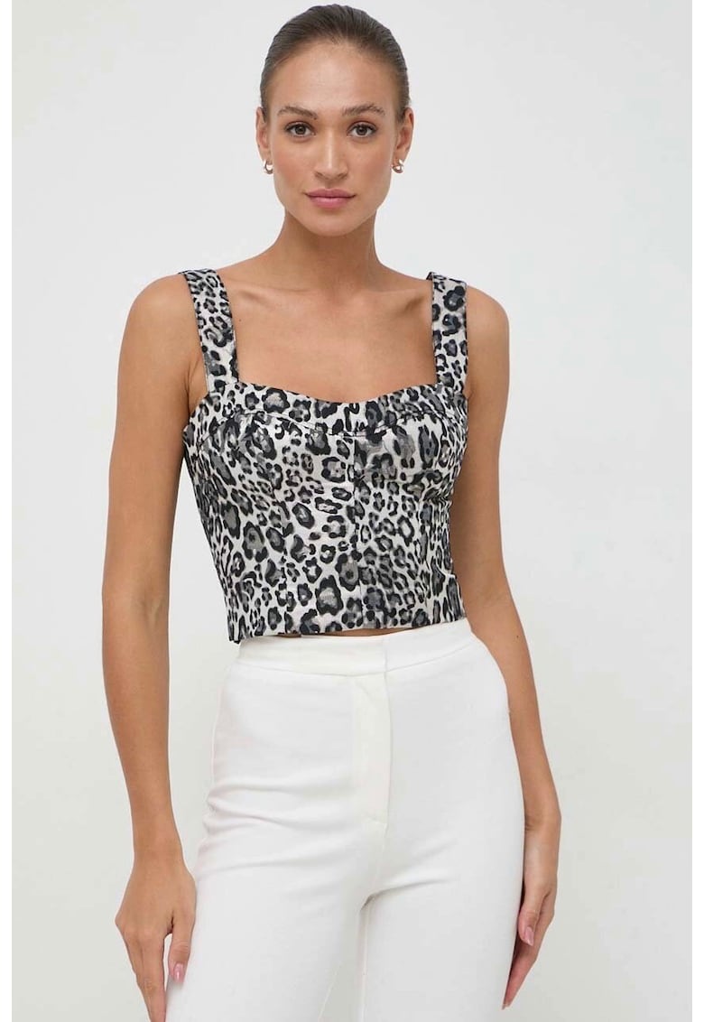 Top cu aspect metalizat si animal print