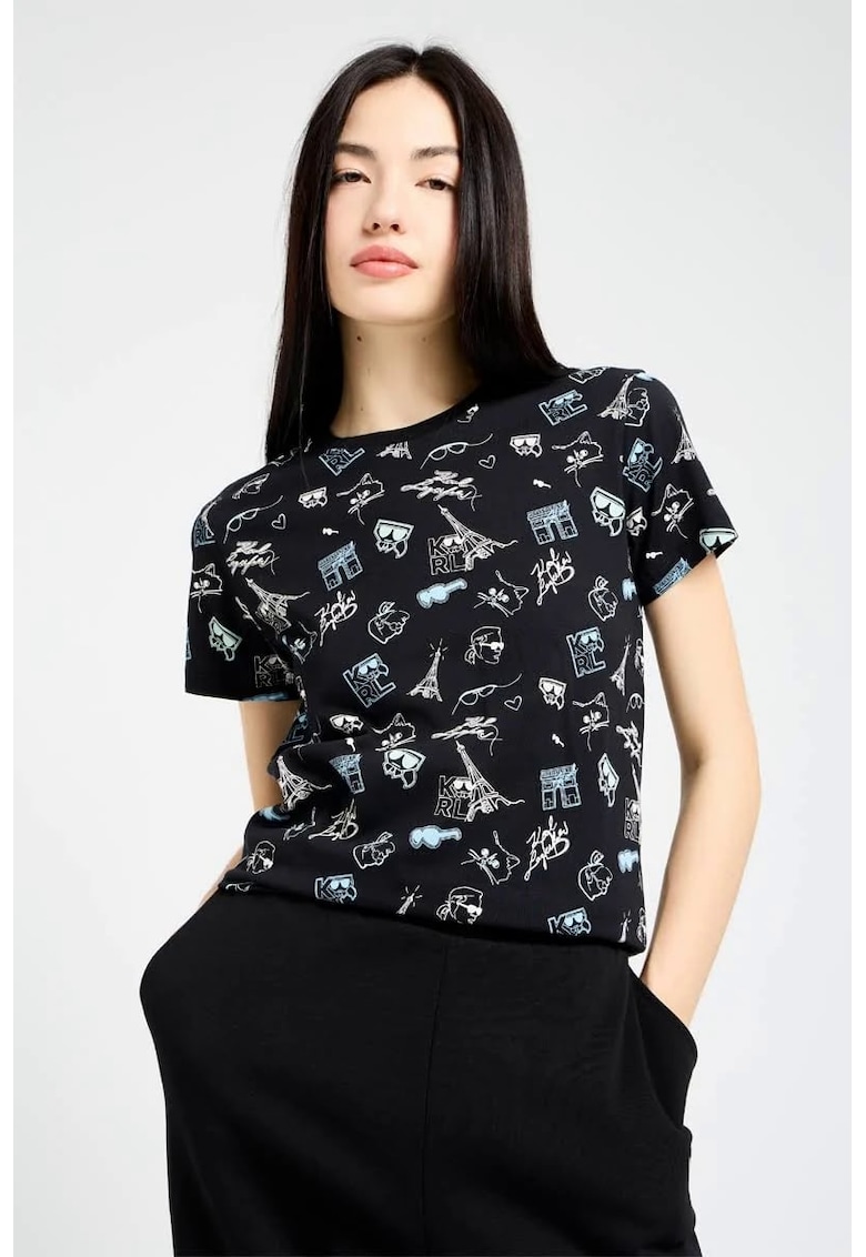 Tricou Aop Karl Whimsical - Negru