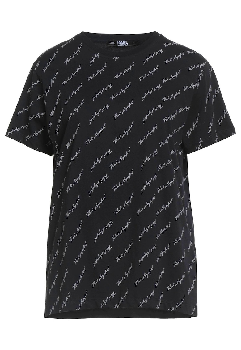 Tricou dama all-over print signature - Negru