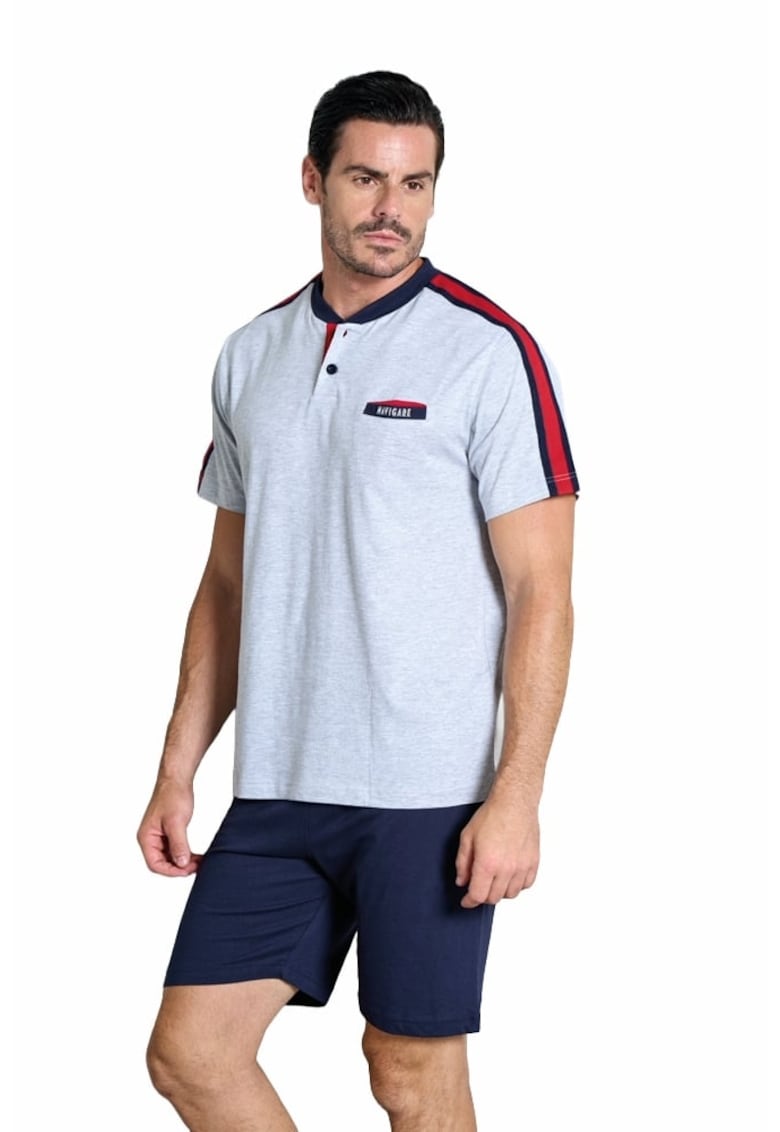 Pijama cu benzi contrastante