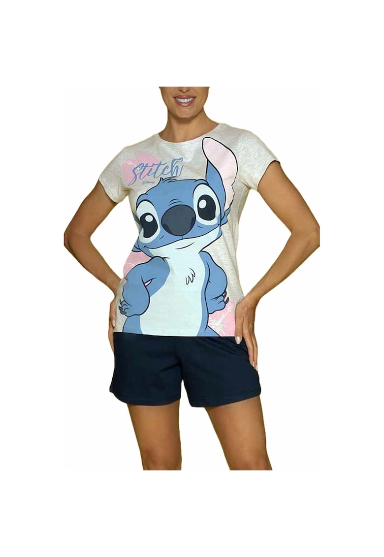 Pijama scurta cu imprimeu cu Stitch