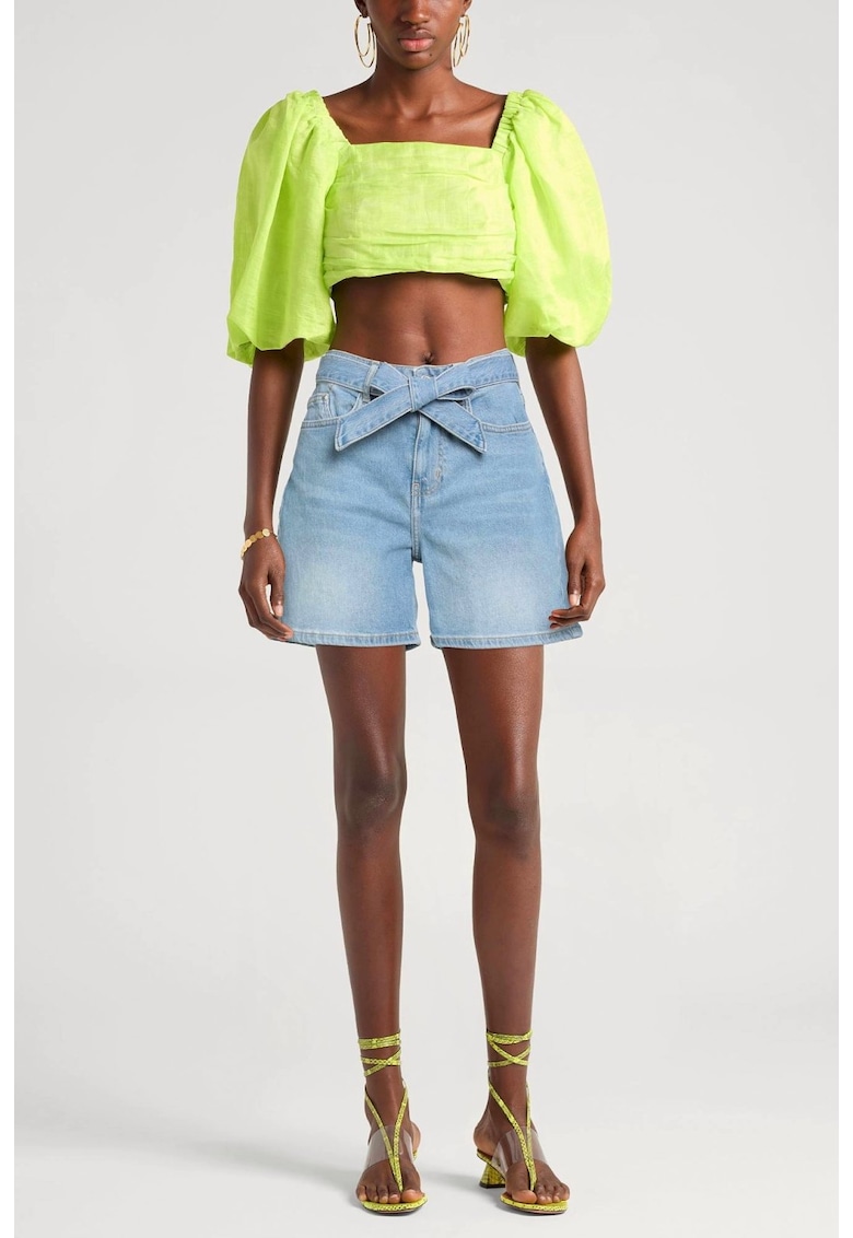 Blugi scurti dama din denim 24FW1100D23 Albastru