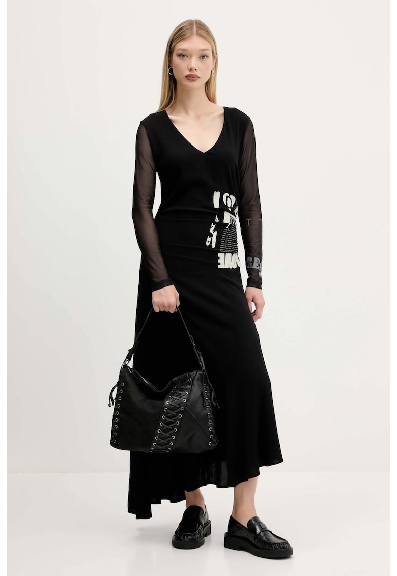 Rochie lunga cu maneci semi-transparente Posinew