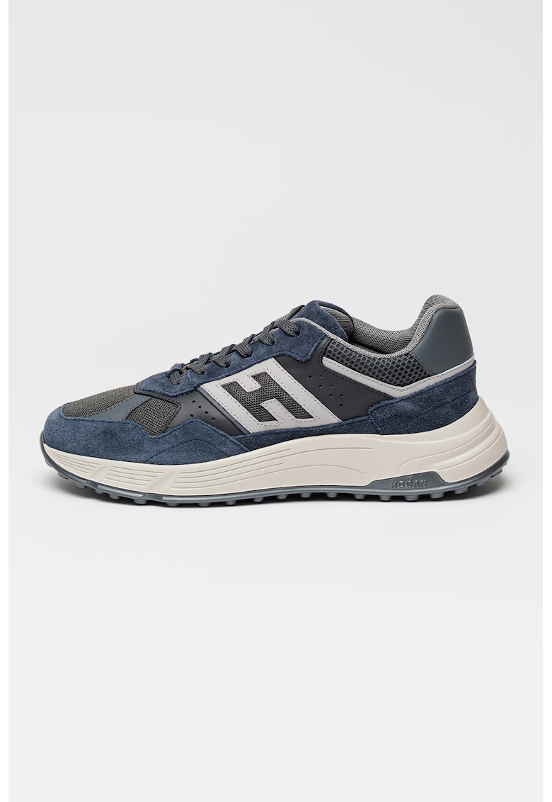 Pantofi sport low-cut cu garnituri de piele Hyperlight - Albastru inchis