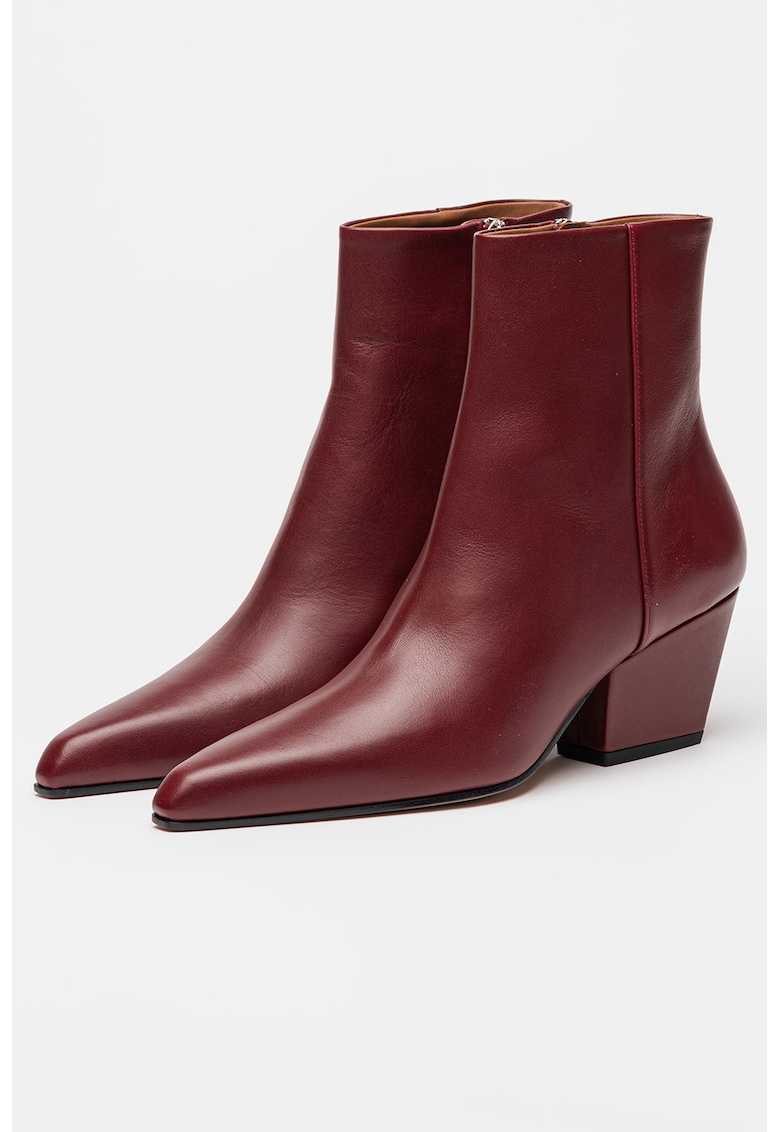 Botine de piele Jane - Visiniu