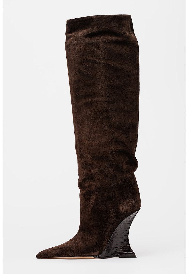 Cizme lungi pana la genunchi de piele intoarsa Nina