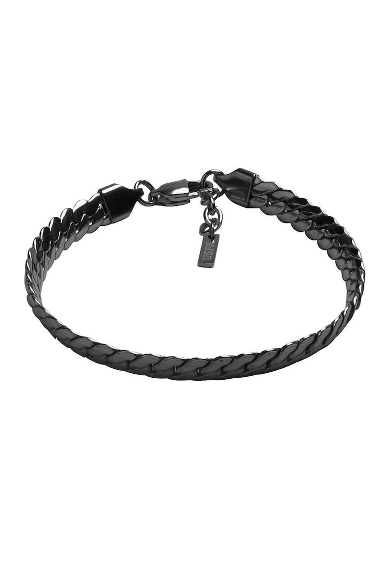 Bratara din otel inoxidabil cu design tesut - Negru/Argintiu