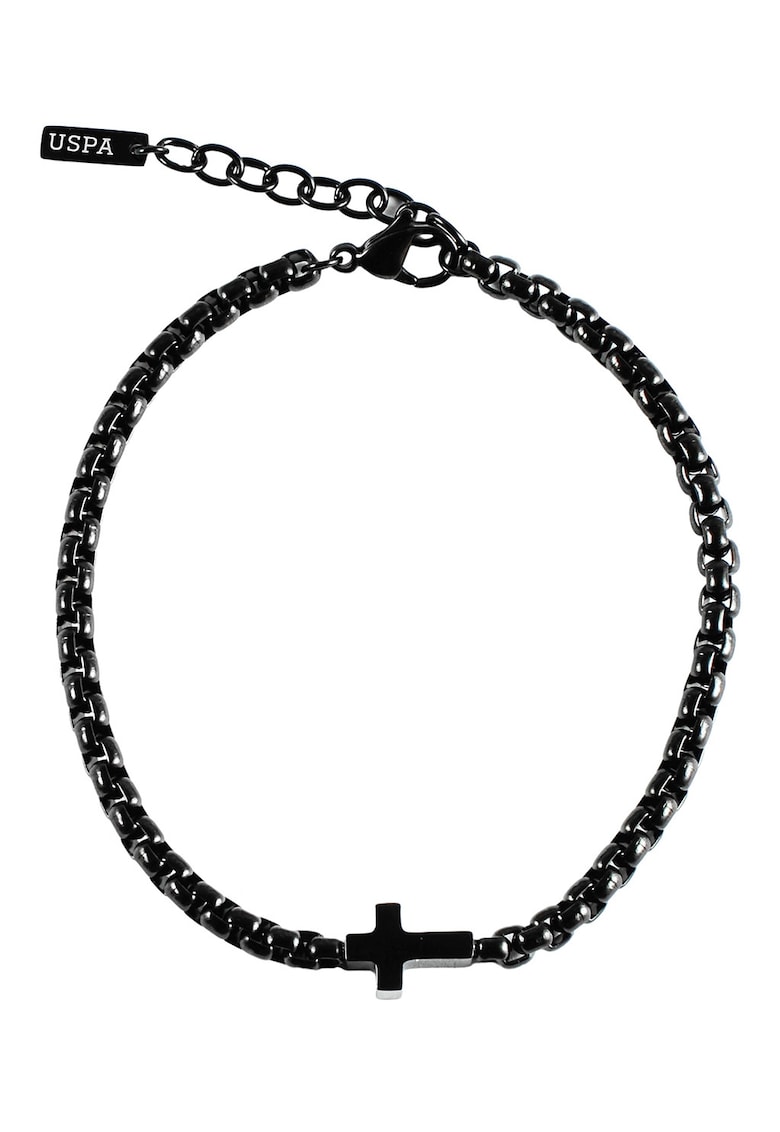 Bratara din otel inoxidabil cu talisman cruce - Negru