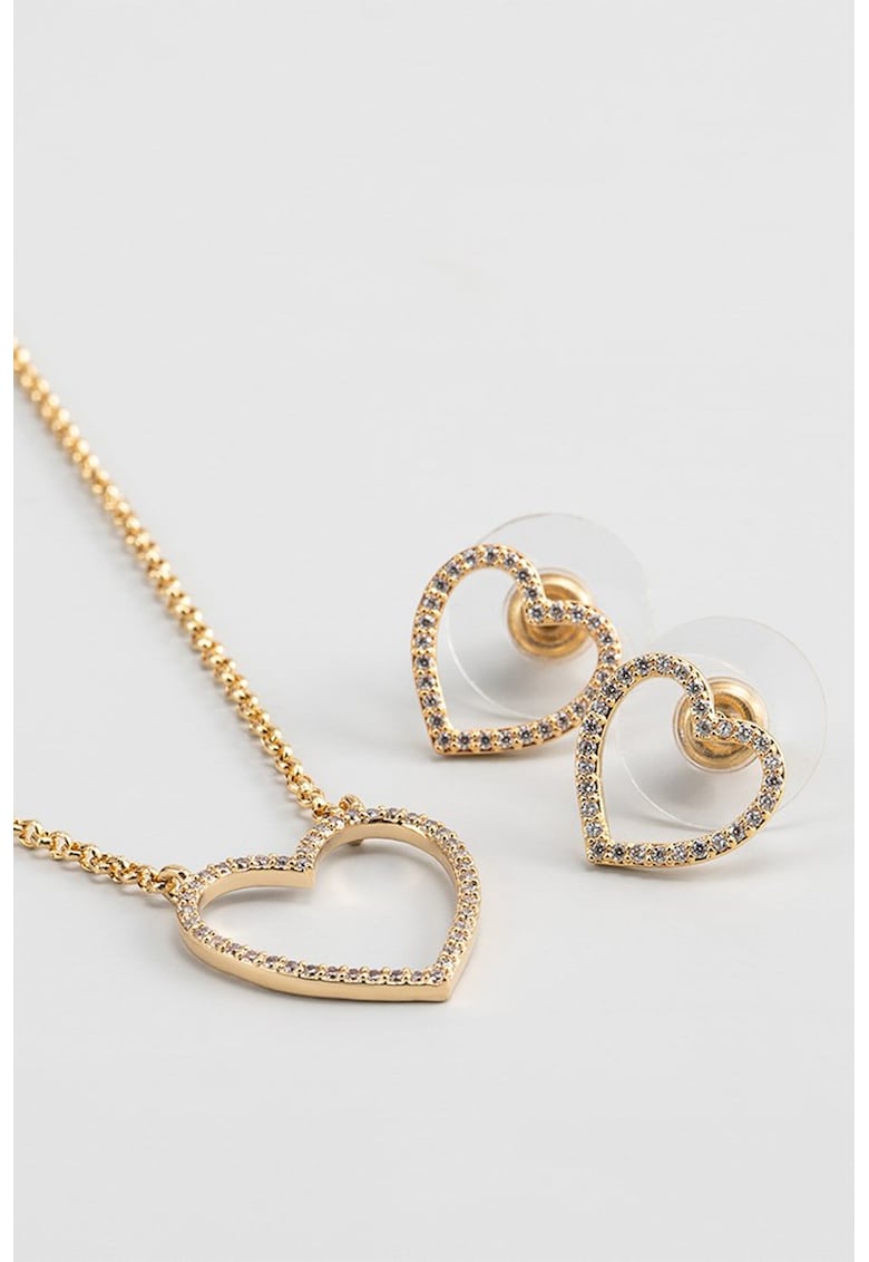 Set de colier cu pandantiv in forma de inima si cercei
