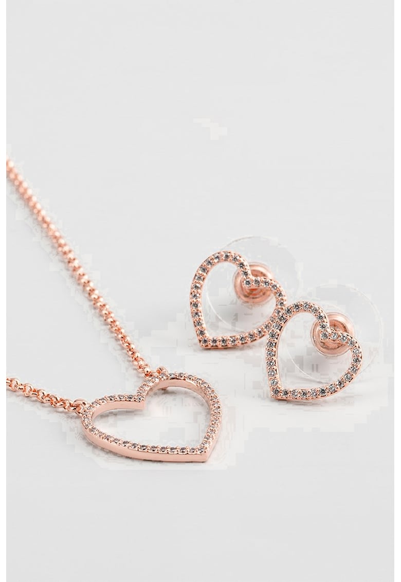 Set de colier cu pandantiv in forma de inima si cercei