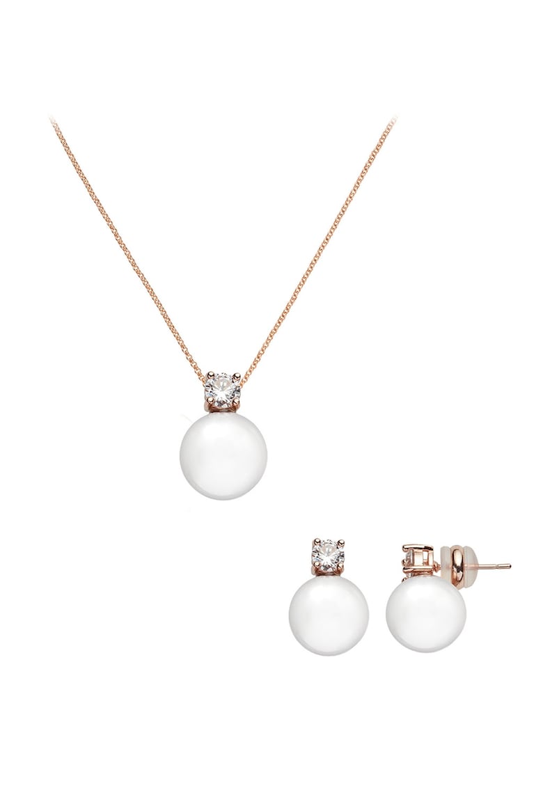 Set de colier cu pandantiv si cercei cu perle sintetice