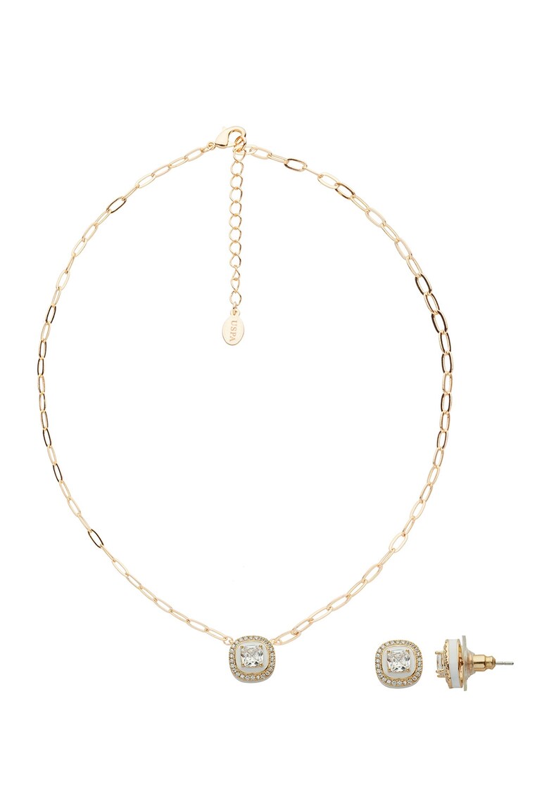 Set de colier - pandantiv si cercei cu cristale