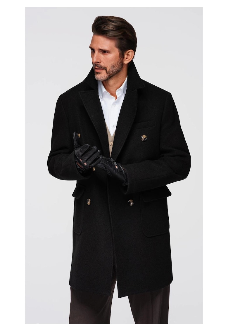 Palton cu doua randuri de nasturi si nasturi decorativi OM-COWC-0137