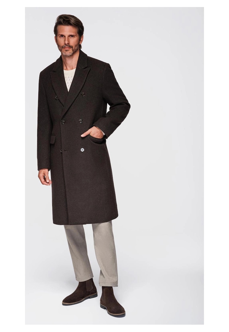 Palton cu doua randuri de nasturi din amestec de lana OM-COWC-0133