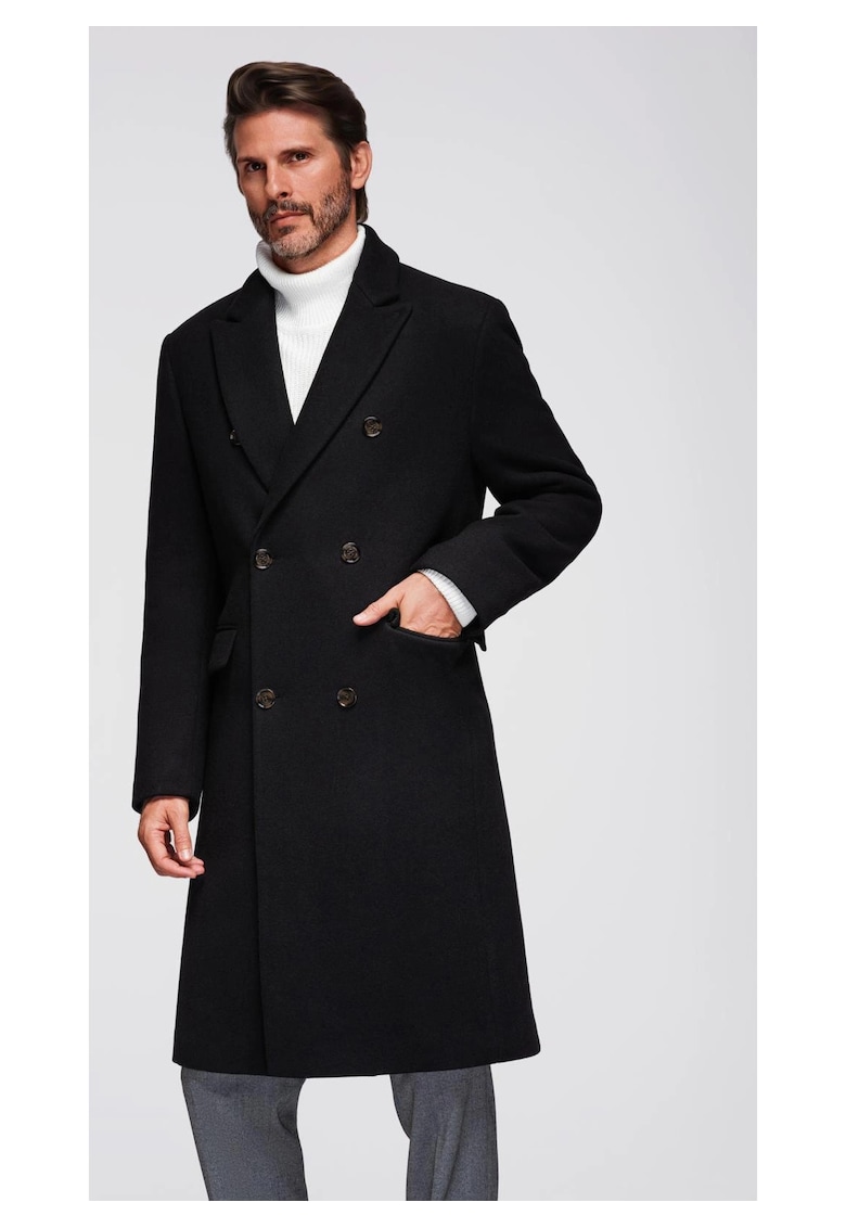 Palton cu doua randuri de nasturi din amestec de lana OM-COWC-0133