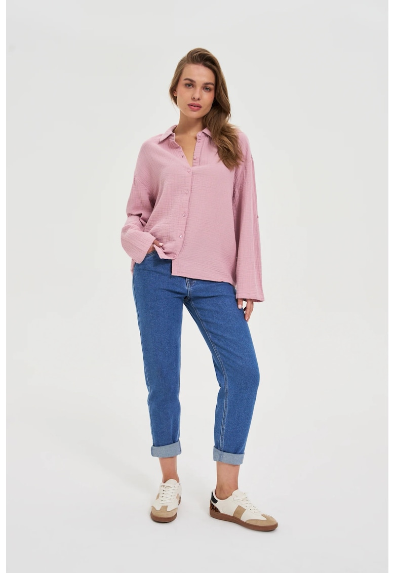 Jeansuri femei mom fit albastru - BLUE