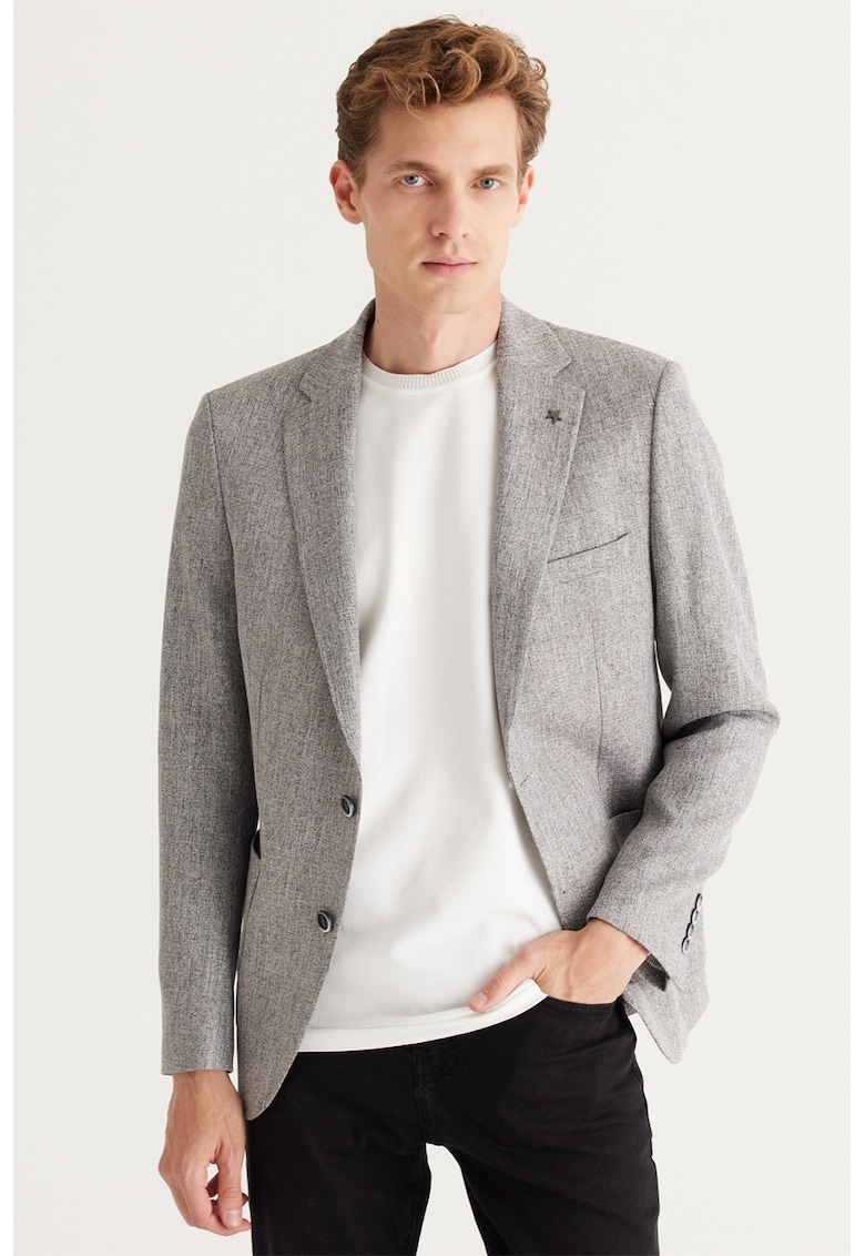 Sacou slim-fit cu model uni