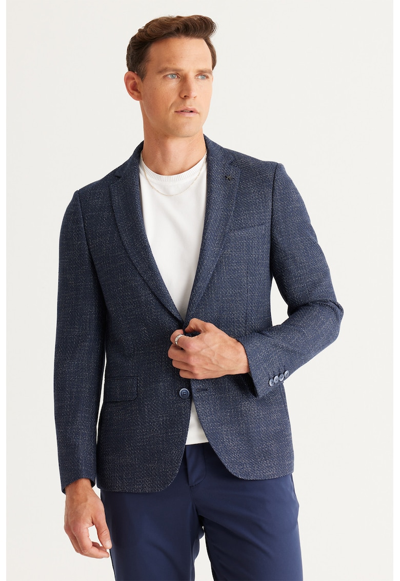 Sacou slim-fit cu model uni