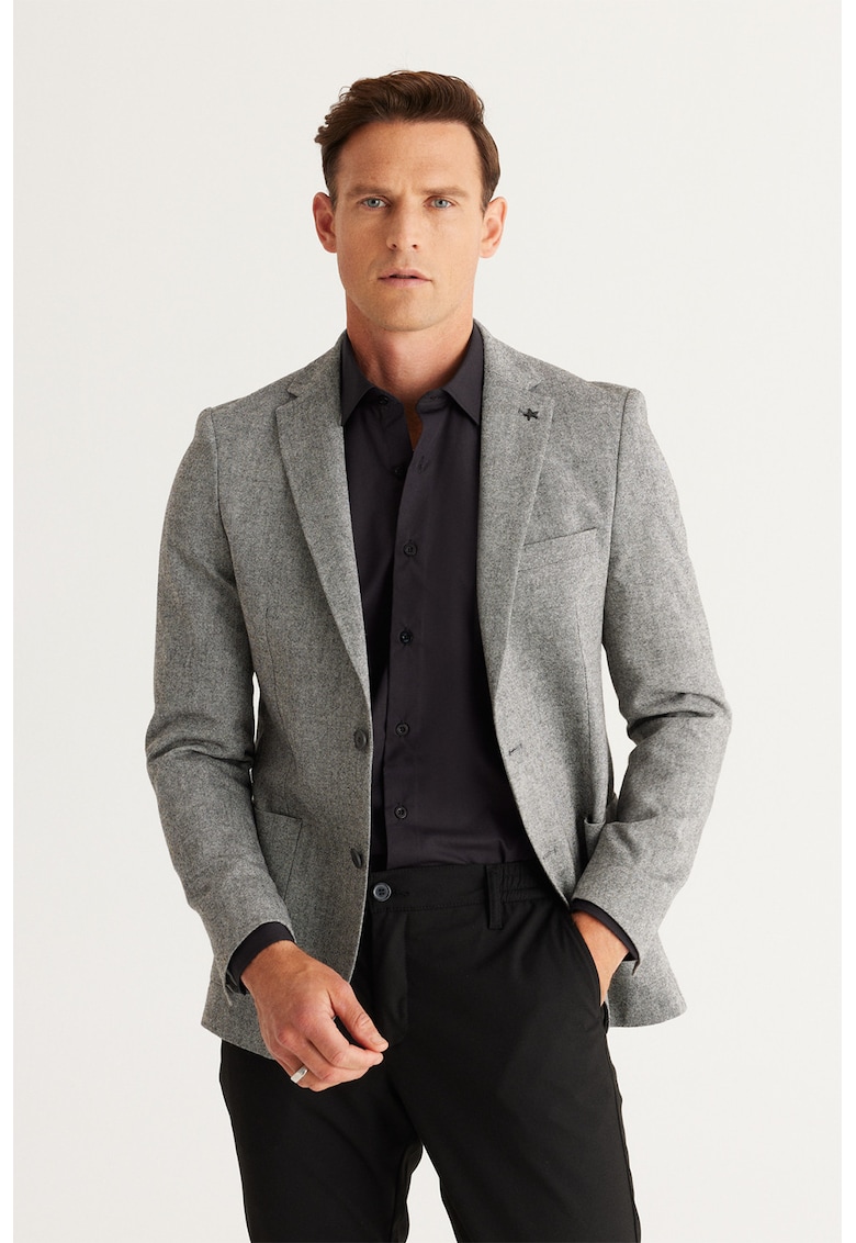 Sacou slim-fit cu model uni