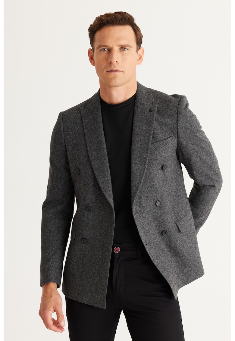 Sacou din amestec de lana cu doua randuri de nasturi