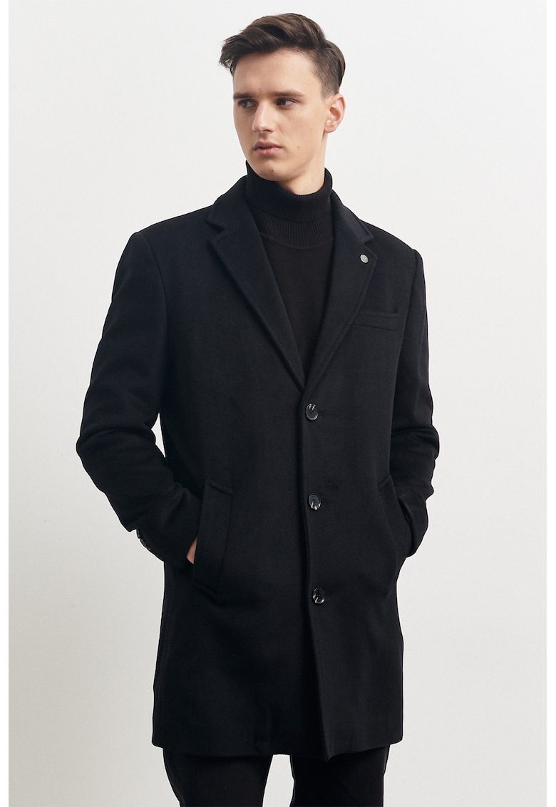 Palton din amestec de lana cu doi nasturi