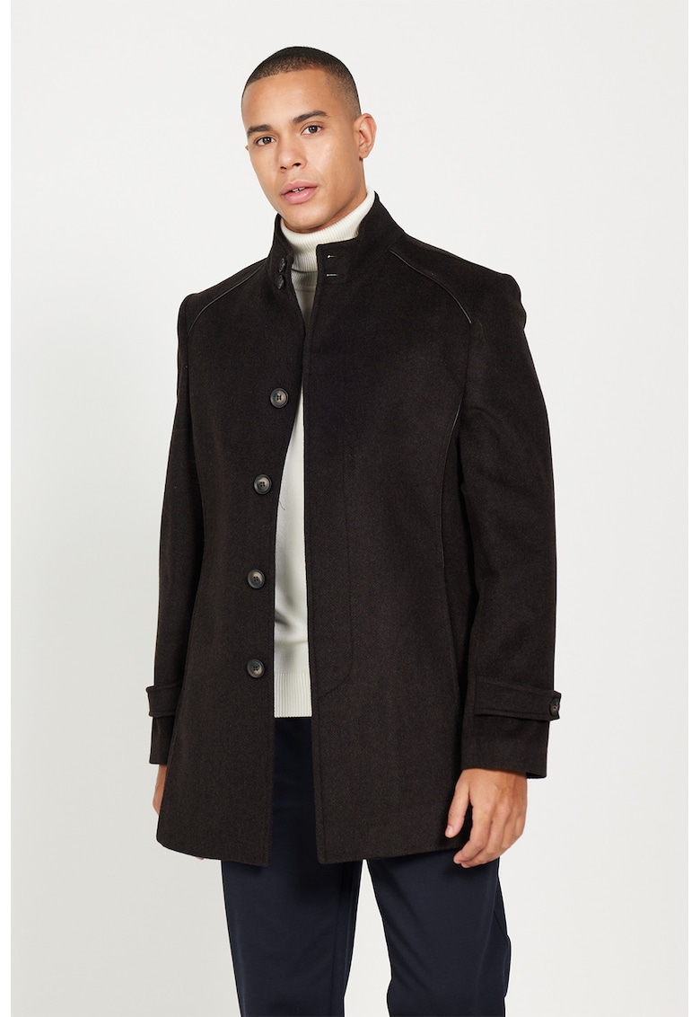 Palton uni din amestec de lana