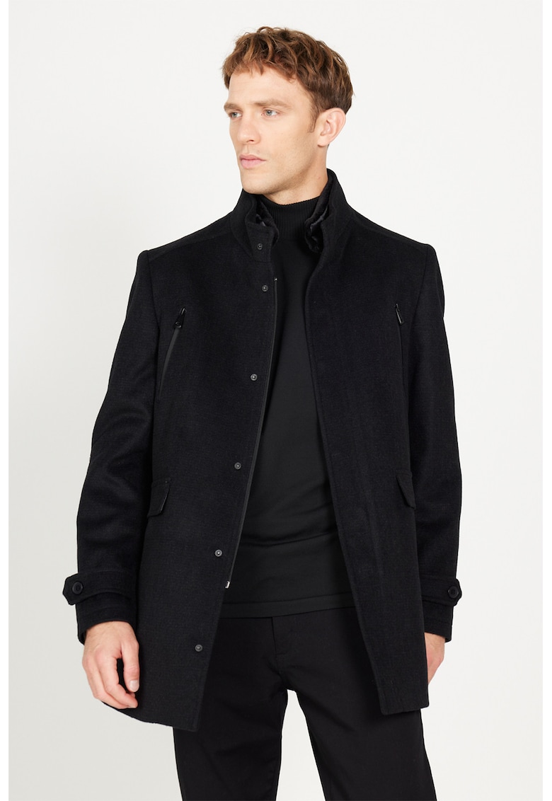 Palton uni din amestec de lana