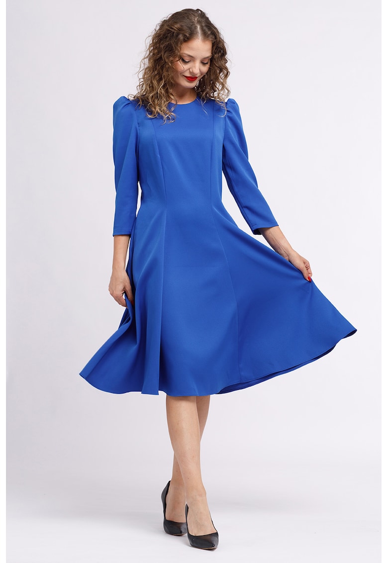 Rochie midi plisata cu buzunare laterale