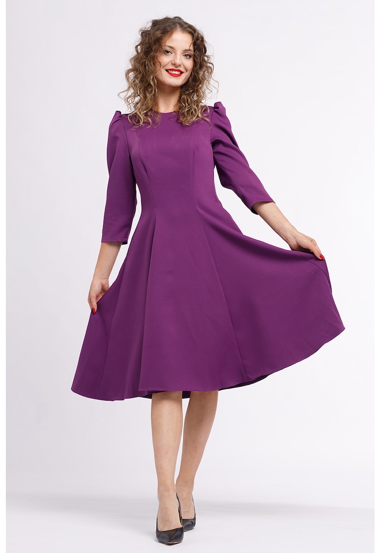 Rochie midi plisata cu buzunare laterale