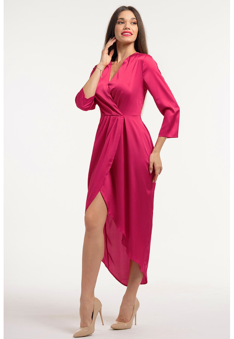 Rochie din satin cu decolteu in V