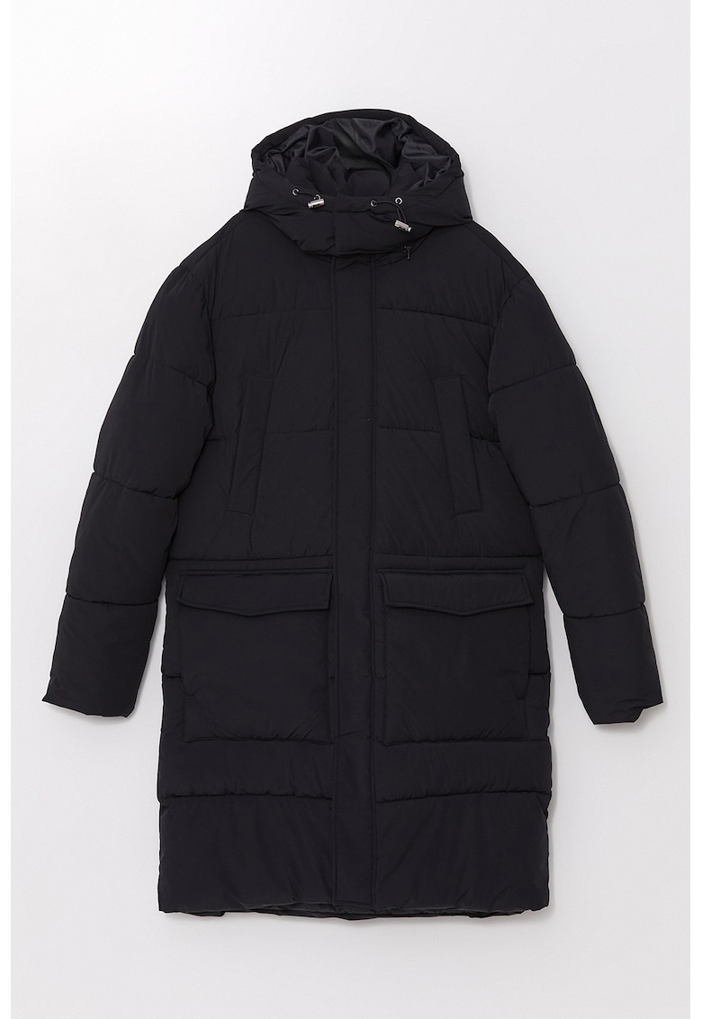 Jacheta pufoasa cu gluga detasabila