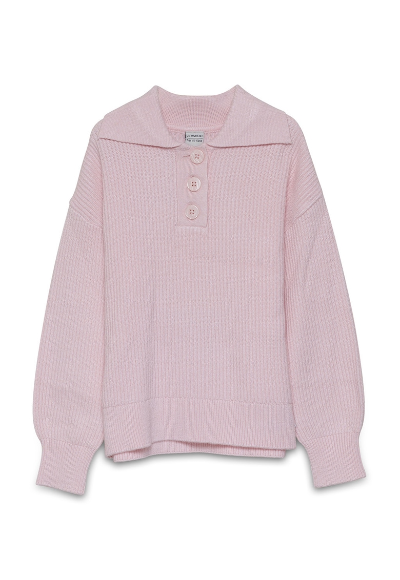 Pulover striat cu fenta cu nasturi