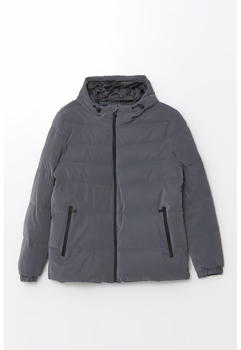 Geaca regular-fit cu gluga - Gri inchis