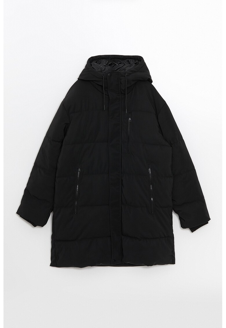 Geaca lunga cu gluga - Negru