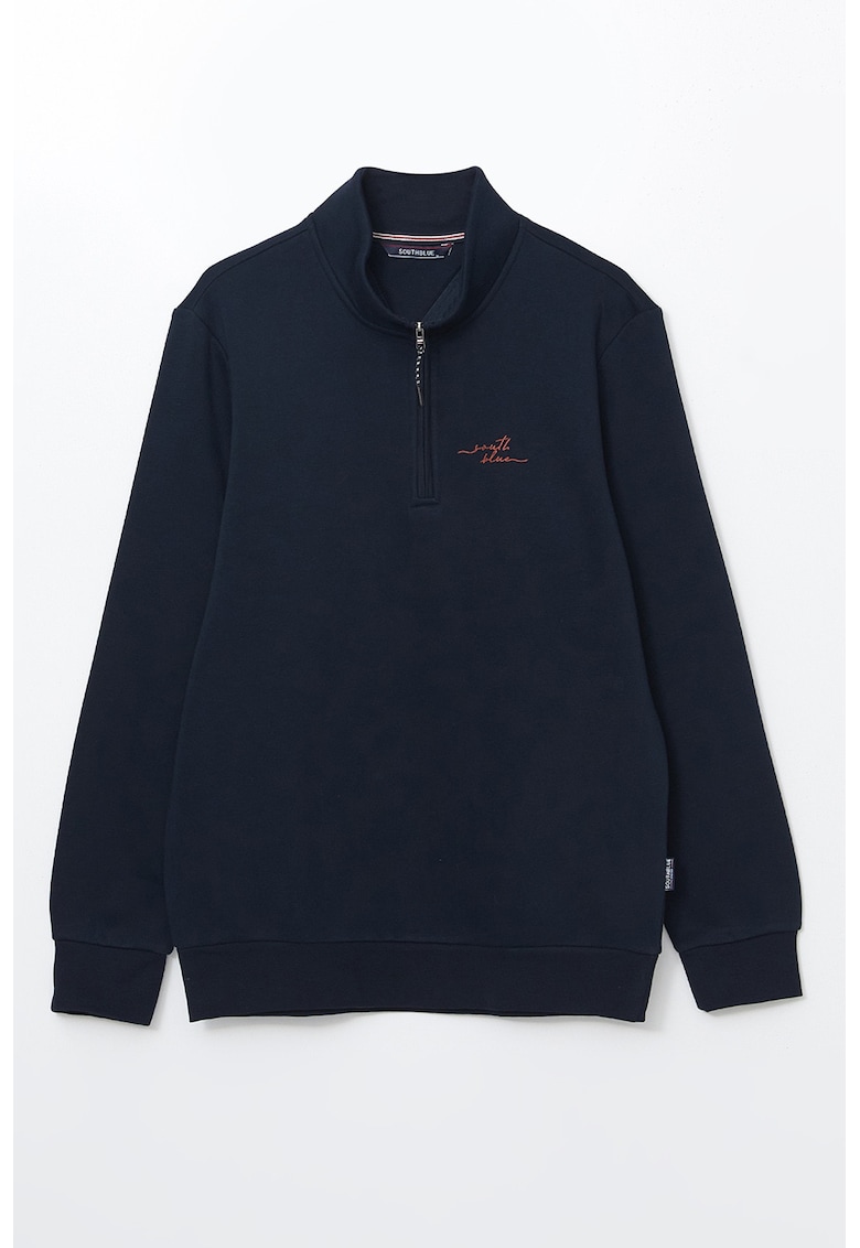 Bluza de trening din amestec de bumbac cu fermoar scurt