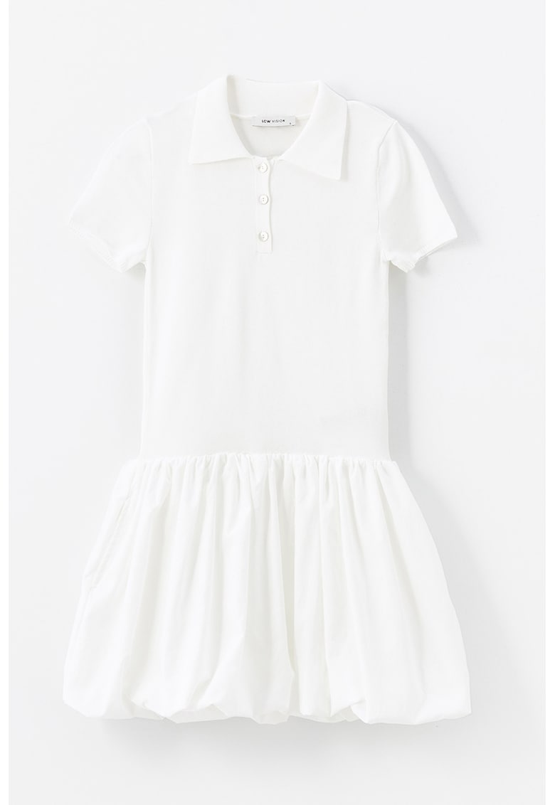 Rochie scurta cu model uni si guler polo