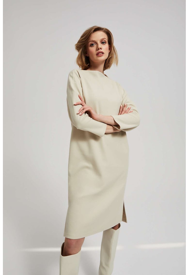 Rochie simpla cu maneci 3/4 - Bej