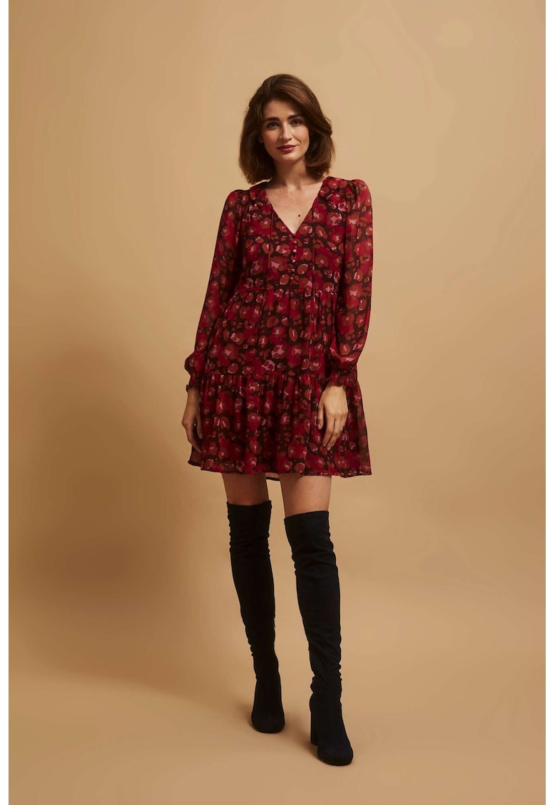 Rochie cu tiv evazat - Maro