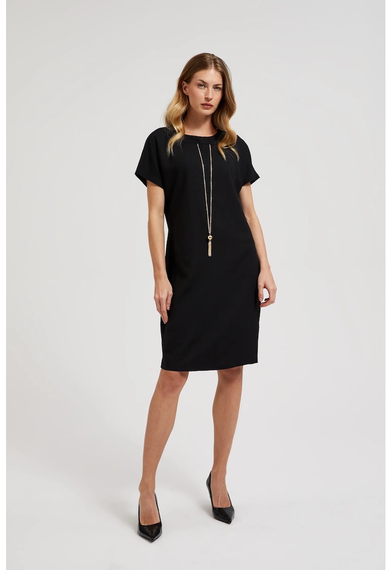 Rochie netedata cu lant neagra - Negru